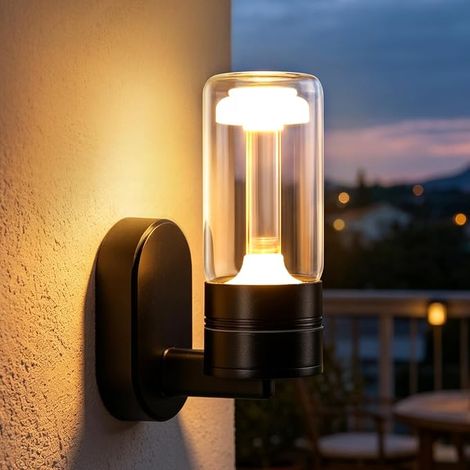 GBLY LED Applique da Parete Esterna Interna Lampada da Muro Lampada Esterna Nera IP65 Impermeabile Applique Esterna 10W 3000K Lampada Esterna Illuminazione Esterna Parete Casa Terrazza Casa Scala Corr (1/5)