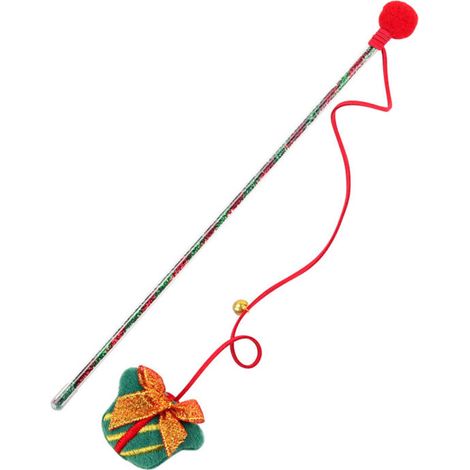 3 pieces of Christmas cat stick toys, Christmas interactive snowman with bell, Christmas tree gift box, funny cat stick toy with elastic rope
