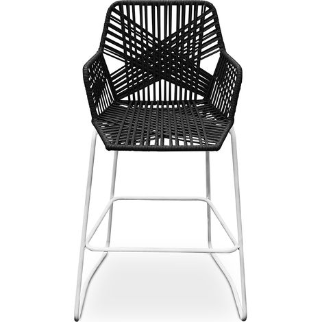 Rattan Boho Bali Design Stool - 75cm - Tale Black (1/5)