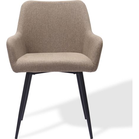 Lot de 2 chaises de salle à manger en tissu kaki, assise large, accoudoirs hauts et pieds métal, confort classique pour cuisine et salon  CHICFURN (1/5)