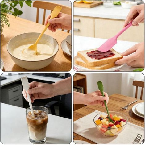Lot de 4 Mini Spatules en Silicone, Grattoir de Cuisine Double Face pour Flacons étroits, Confiture, Soins de Beauté, Crèmes (1/5)