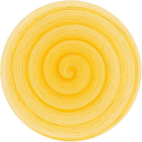 Gelbes Memento Tischplatte aus handbemalter Keramik Ø 27,5 cm