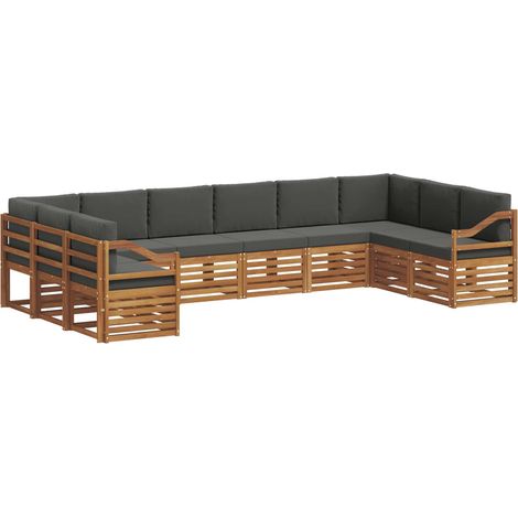 Conjunto de sofás de exterior 10 uds. Natural y Antracita vidaXL (1/5)