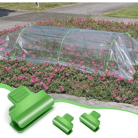20 Stück Gewächshausfolienclips, Folienreihenabdeckung, Gewächshausclip, Gewächshausfolienclip, Gewächshausfolienreihenabdeckung, Kunststoffnetztunnel-Bügelclip, für Gewächshäuser, Rahmen, Unterstände (1/4)