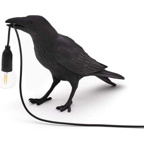 Lampe Oiseau Résine - 1 Unité - Noir Et Blanc - Luminaire Décoratif E12 - Chambre Salon Bureau (1/3)