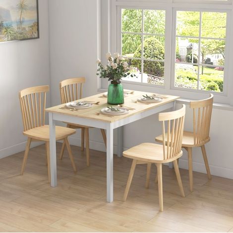 Mesa de comedor 120 x 75 cm de pino natural, estilo rústico para 4 personas, OKWISH (1/5)