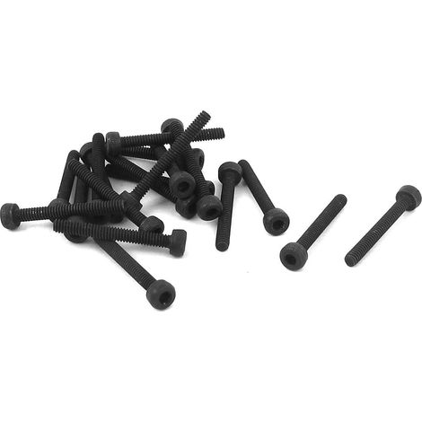 sourcing map 20pcs M2 x 16mm 12.9 Vis à tête hexagonale creuse en acier allié Noir