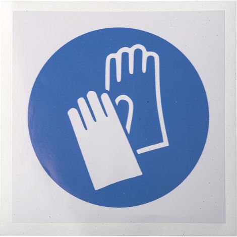 Panneau obligation, avec pictogramme : Gants de protection obligatoires, Auto-adhésif, en Vinyle ( Prix pour 1 ) (1/2)