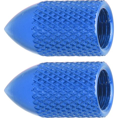 Lot de 2 bouchons de valve Schrader en alliage d'aluminium, cache-poussière pour valve de vélo, bleus (1/5)