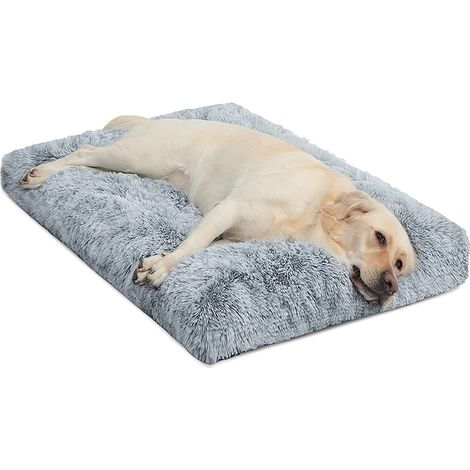 Grand lit pour chien, matelas lavable pour cage, lit apaisant et moelleux anti-anxiété, tapis de luxe en peluche avec base antidérapante (1/5)
