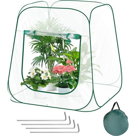 1 Mini Serre De Jardin, Pop-up En Pvc Transparent, 100x100x97 Cm, Pour Hivernage Plante Exterieur, Balcon