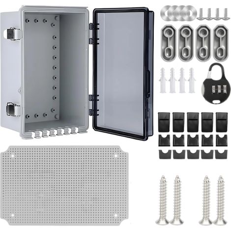 Coffret Electrique Etanche Exterieur, IP66 Plastique ABS 290×190×140MM Boite de Derivation Etanche Exterieur, Plaque Base, Serrure À Combinaison, Usage Intérieur, Usage Extérieur (1/5)