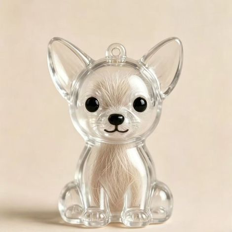 Cute kitten fur and whiskers transparent storage box, cat-shaped creative refrigerator magnet, Chihuahua keychain -