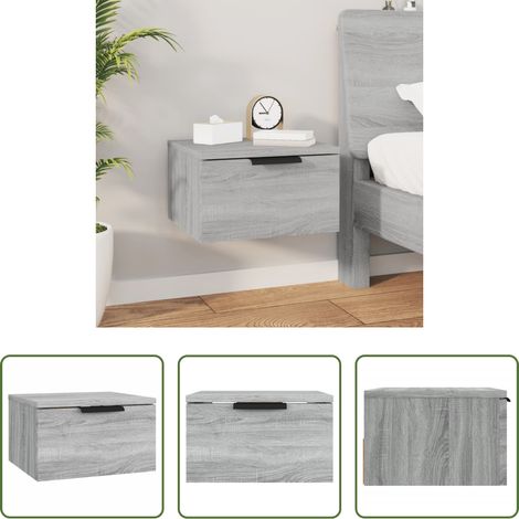 vidaXL Table de chevet flottante - Table de chevet murale Sonoma gris 34x30x20 cm (1/5)
