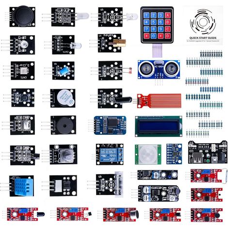 Kit de Modules de Capteurs 37 en 1 Amélioré avec Tutoriel Compatible avec UNO R3 Mega Nano 4(Exclut la Carte Microcontrôleur) (1/5)
