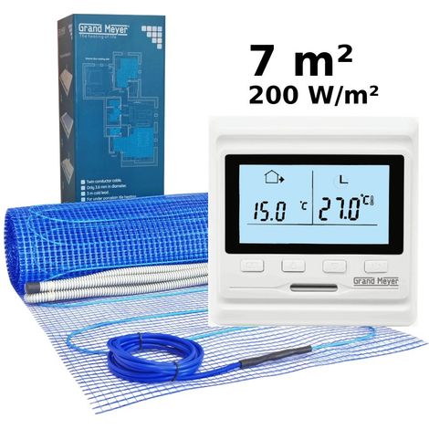 Kit de calefacción por suelo radiante 7 m², 200 W/m² + HW500 termostato programable