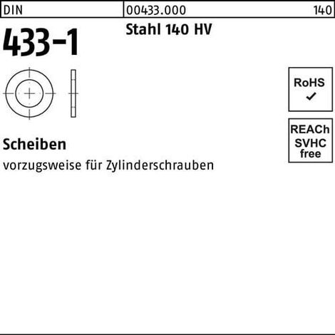 Scheibe DIN 433-1 2,7x 5x0,5 Stahl 140 HV 5000 Stück