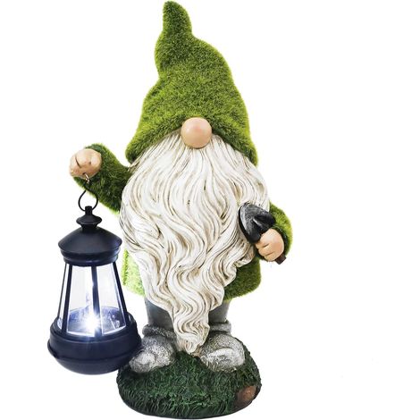 33cm Drôle  Nain Statue de Jardin Extérieur Ornements, Étanche Résine Figurine Nain de Jardin avec Solaire Lampes pour Cour Extérieure Décoration, Statue De GNOME Solaire