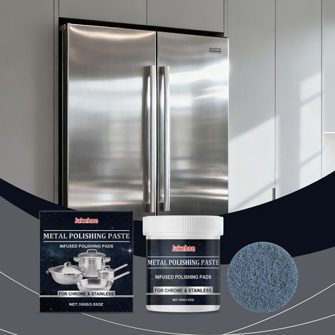 Metallpolierpaste für den Haushalt: Entfernt Rost und schwarze Flecken von Herdplatten, Küchenutensilien und Topfböden – 100 g x 1 + 1 Schwammpad -- DTEKGAZ (1/5)