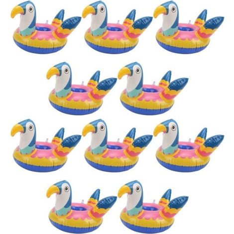 Set mit 10 niedlichen, vogelförmigen, tragbaren, aufblasbaren Becherhaltern für Pool und als schwimmende Dekoration
