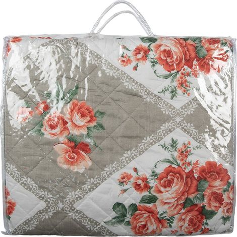 Couvre-lit en Coton Motif Floral Gris et Rose Jeté de Lit pour Chambre 240x260 cm - PANGIVO (1/5)
