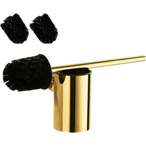 Brosse WC Murale dorée en Acier Inoxydable Rond pour Salle de Bain (doré) (1/5)