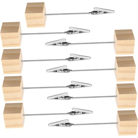 Portafotos de madera de 9 piezas con clips multifuncionales para notas, fotos y tarjetas de visita - De sobremesa (1/4)