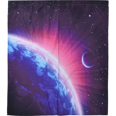 Rideau Moderne Imprimé Numérique Motif Planètes en Fibre de Polyester 150x166cm pour Décoration Intérieure