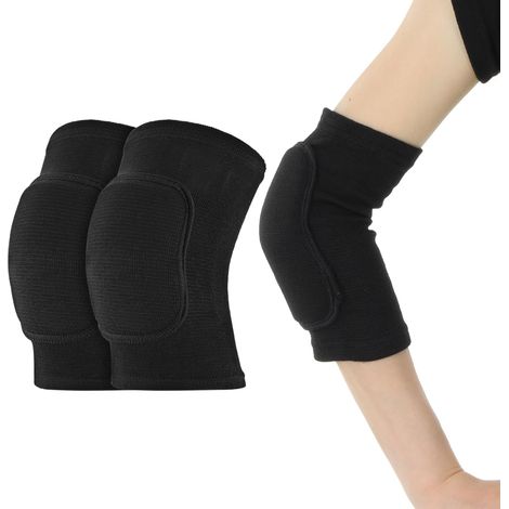 Genouillères noires pour enfants avec rembourrage en mousse épaisse renforcée par paire, taille S jusqu'à 40 kg, genouillères élastiques respirantes pour le jeu, la gymnastique et les sports de plein (1/5)