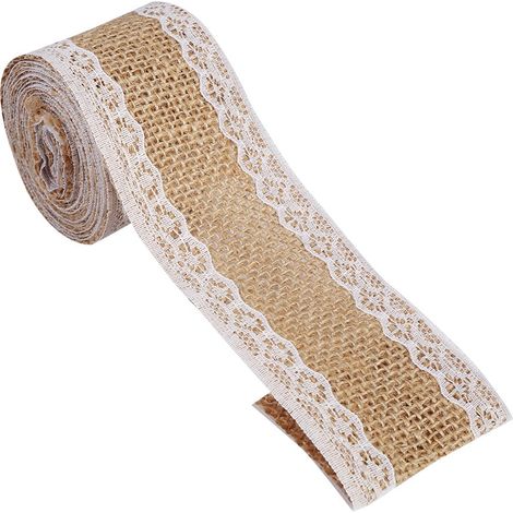 Natürliches Juteband mit weißer Spitze – Rustikale Dekoration für Hochzeiten und Partys 1 (1/5)
