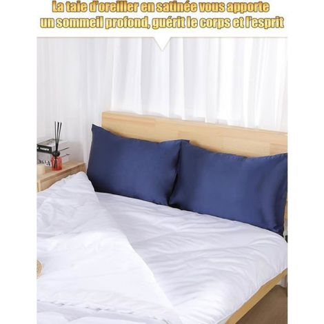 Taie Oreiller en Soie 65x65,Enveloppe de Mode taie Oreiller Lavable,Douce et Lisse taie Oreiller en Soie pour Ble PARURE DE COUETTE (1/5)