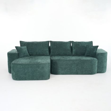 L-Form Ecksofa "Cloud Couch", 262cm mit Chaiselongue, XXL-Tiefsitz, ohne Montage, modulares Sofa in Grün Chenille für Wohnzimmer (1/5)