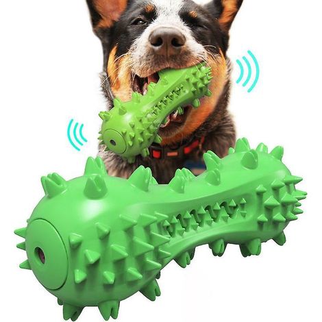 Hundekauspielzeug, Hundezahnbürste, interaktives Quietschspielzeug für kleine, mittlere und große Hunderassen, Grün (1/5)