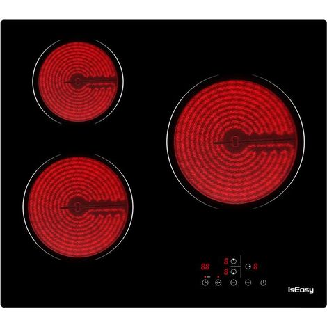 Plaque vitrocéramique encastrable - 3 foyers - Tactile - 5500W - 59x52 cm