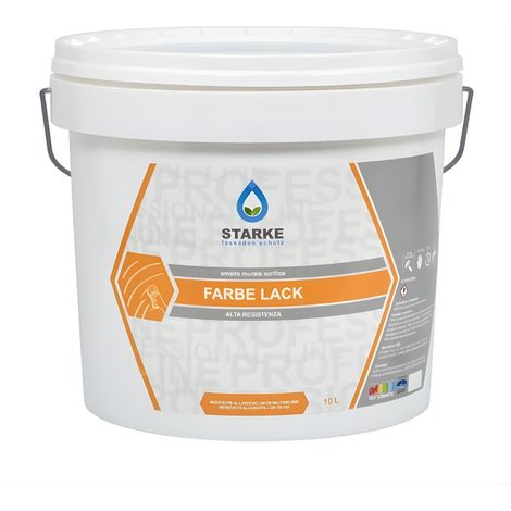 Farbe lack smalto murale acrilico bianco satinato resistente per interni formato 10 lt - confezione 1