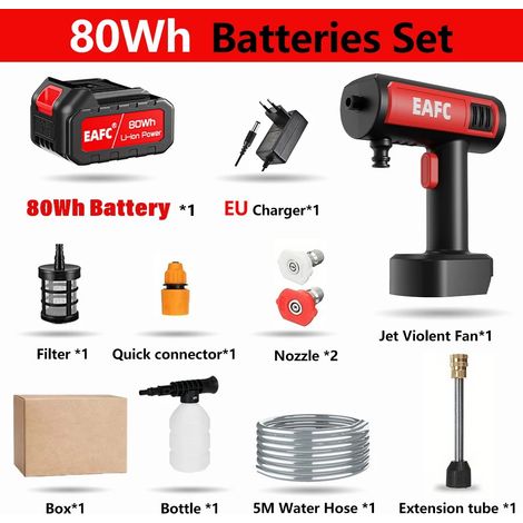 Makita – lave-auto Portable haute pression 500W, pistolet de lavage de voiture Rechargeable, pistolet à eau électrique, Machine à mousse pour batterie 21V, Type A, Livré avec 1 batterie de 80 Wh (1/5)