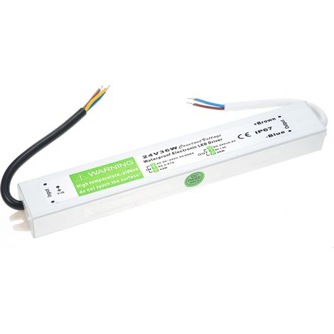 Ortviai Alimentation Étanche IP67 pour LED 24 V 36 W – Transformateur à Tension Constante pour Bandes Lumineuses Extérieures