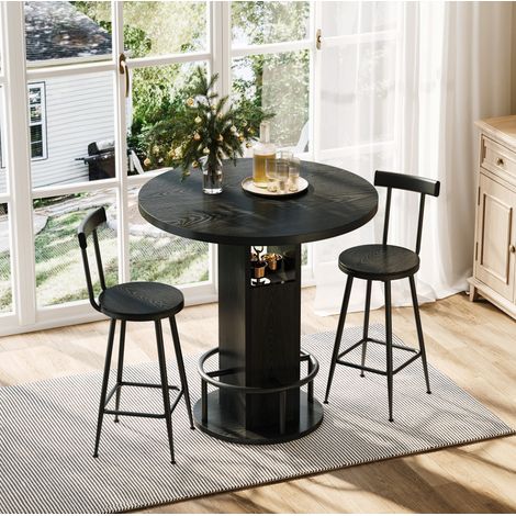 Mesa comedor redonda con almacenaje 80 cm OKMYHOME (1/5)