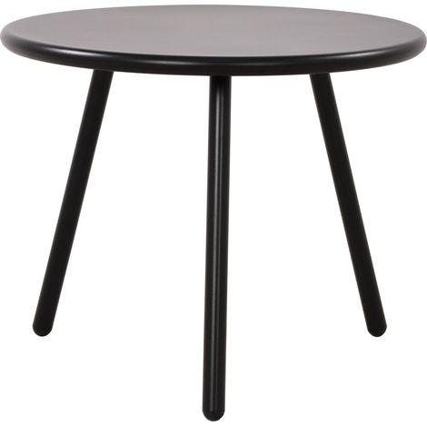 Table basse ronde intérieur / extérieur plateau polypropylène noir pieds métal Ø 50 cm 100009183 (1/5)