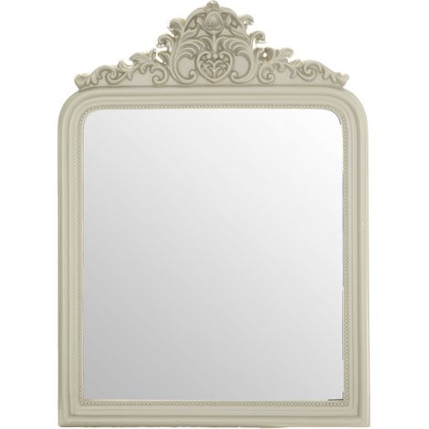 Premier Housewares Wall Mirror / Mirrors For Garden / Bathroom / Living Room With Carving Rectangular Frame / Cream Finish Wall Mounted Mirrors W80 X D6 X H110cm. (1/5)