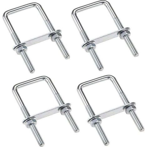 Boulons en U - PZCC - M6 - 80x50 mm - Lot de 4 - Inox avec écrous et rondelles (1/4)