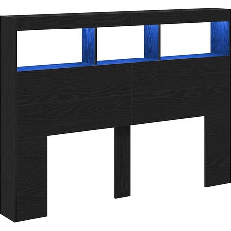 Cabecero de cama con LED roble negro 140x17x102 cm vidaXL (1/6)