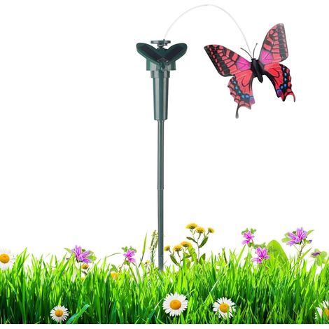 Fliegende Schmetterlinge Gartendekorationen Doppelseitiger Druck Solar-Schmetterlinge Solarbetriebene Flatterflügel Lebendige Farben Realistische Außendekoration Entzückender Für (1/5)
