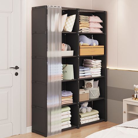 Bookcase Shelf Storage 10 Compartments Cube Storage Cabinet Cube Storage Organizer for Books, Clothes, Toys, Boxes - Black (1/4)