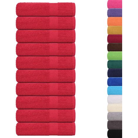 Shower Towels 10 pcs Red 70x140 cm 360 gsm 100% Cotton vidaXL
