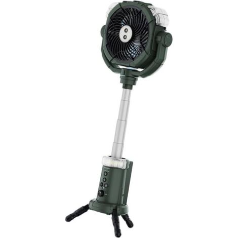 Ventilateur de camping avec batterie rechargeable de 20 000 mAh, crochet oscillant, hauteur réglable, étanche, éclairage LED (1/5)