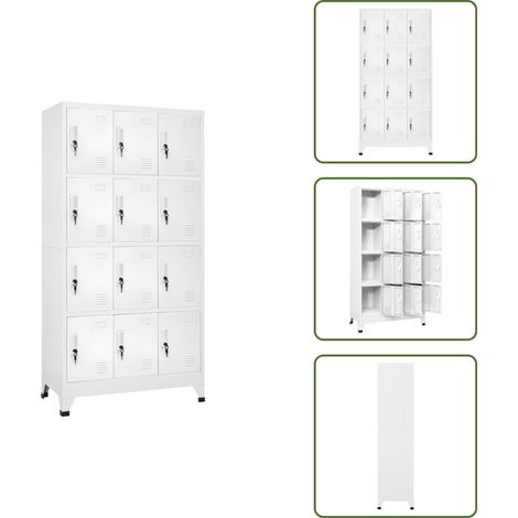 The Living Store Armadietto a Chiave con 12 Scomparti 90x45x180 cm - Armadietto industriale