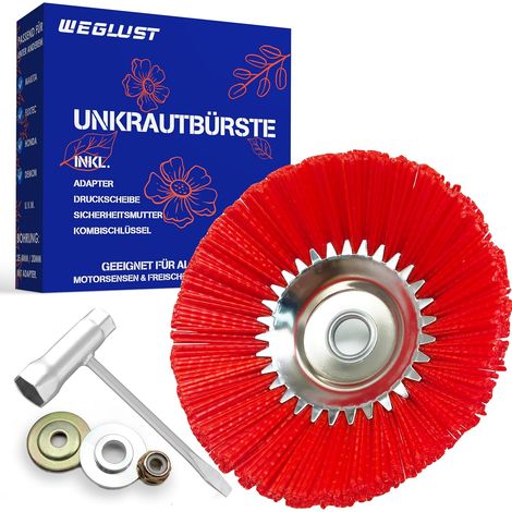 Weed Killer Brush Nylon Brush for Strimmer 200 x 1 cm with Wire Brush and Nylon Bristles (Red)