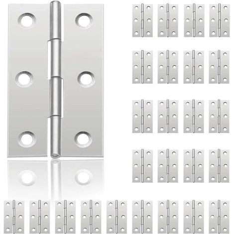 24 petites charnières pour portes, charnière en acier inoxydable, charnières de porte de bricolage pour porte de placard, charnière de piano, boîtes à bijoux, meubles de maison, armoire (44 mm 32 mm) (1/5)