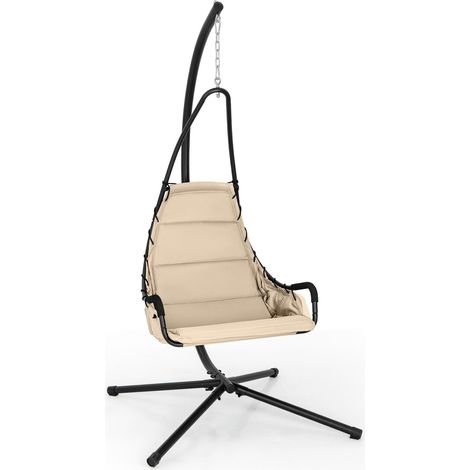 Hanging Swing Chair W/ Heavy-Duty Metal Stand Hammock W/Large Padded Seat (1/5)